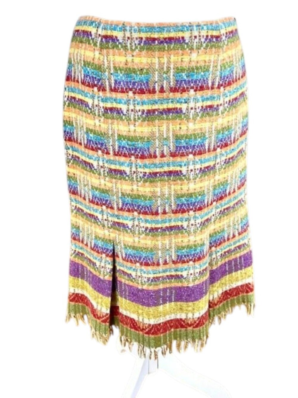Max Mara Weekend Skirt Wool Blend Yellow Multi Pleats (8)